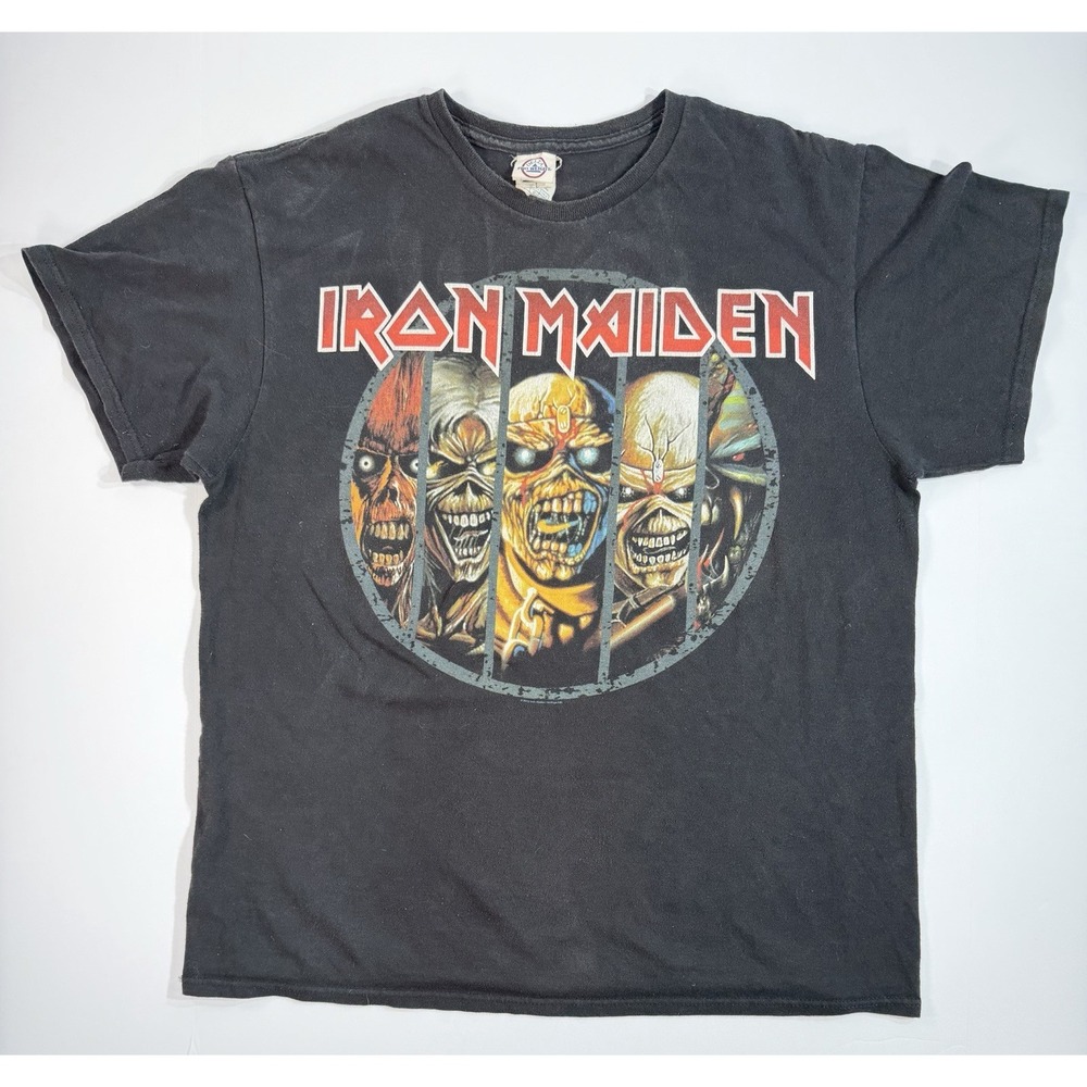 Iron Maiden Eddie Faces Graphic T Shirt Delta Pro Weight Black L